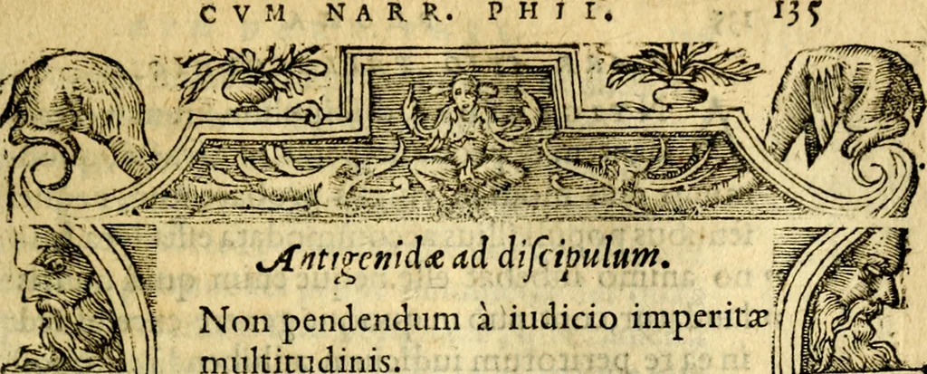 An illustration from Petri Costalij Pegma, : cum narrationibus philosophicis, 1555, leaf 156