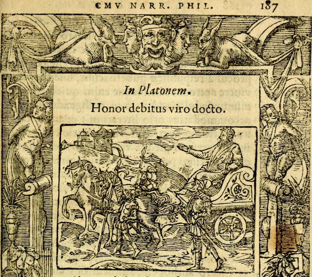 An illustration from Petri Costalij Pegma, : cum narrationibus philosophicis, 1555, leaf 208