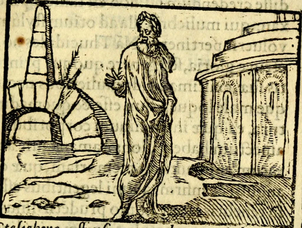 An illustration from Petri Costalij Pegma, : cum narrationibus philosophicis, 1555, leaf 250
