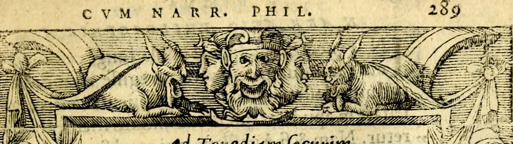 An illustration from Petri Costalij Pegma, : cum narrationibus philosophicis, 1555, leaf 310