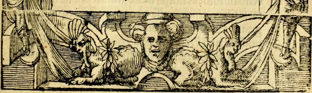 An illustration from Petri Costalij Pegma, : cum narrationibus philosophicis, 1555, leaf 64