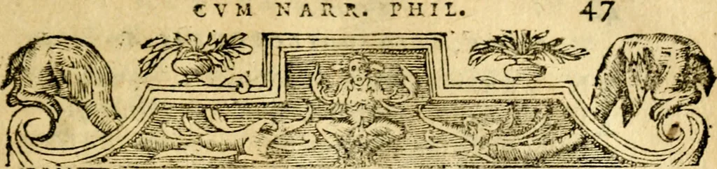 An illustration from Petri Costalij Pegma, : cum narrationibus philosophicis, 1555, leaf 68