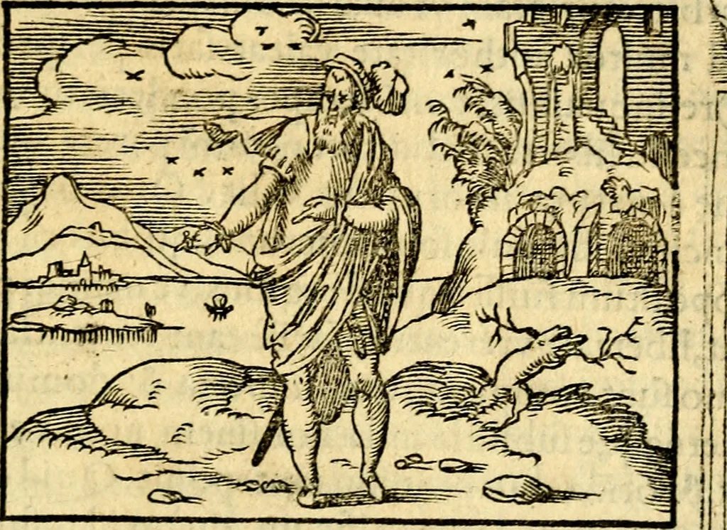 An illustration from Petri Costalij Pegma, : cum narrationibus philosophicis, 1555, leaf 72