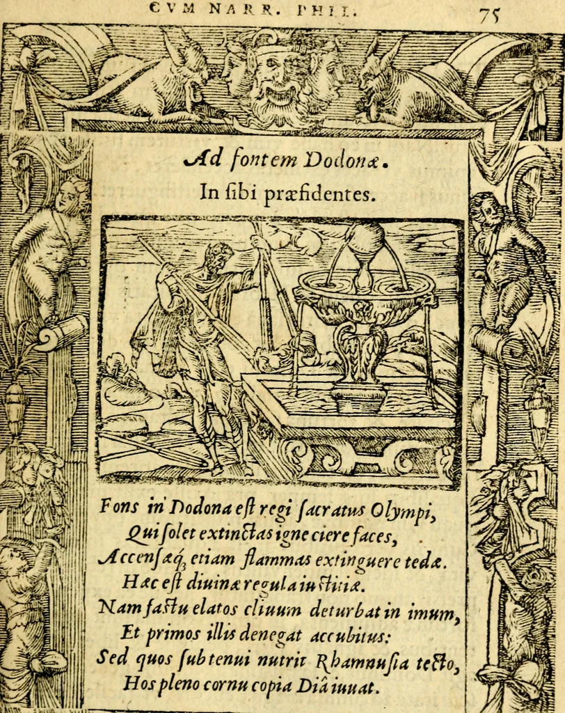 An illustration from Petri Costalij Pegma, : cum narrationibus philosophicis, 1555, leaf 96