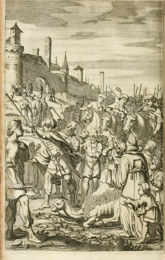 An illustration from Petri della Valle, eines vornehmen Römischen patritii, Reiss-Beschreibung in unterschiedliche Theile der Welt : nemlich in Türckey, Egypten, Palestina, Persien, Ost-Indien, und andere weit entlegene Landschafften, samt einer aussführlichen Erzehlung aller Denck- und Merckwürdigster Sachen, so darinnen zu finden und anzutreffen ..., 1674, leaf 341