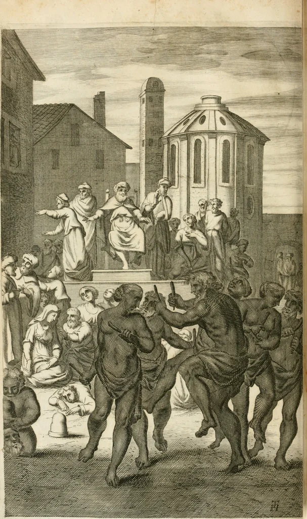 An illustration from Petri della Valle, eines vornehmen Römischen patritii, Reiss-Beschreibung in unterschiedliche Theile der Welt : nemlich in Türckey, Egypten, Palestina, Persien, Ost-Indien, und andere weit entlegene Landschafften, samt einer aussführlichen Erzehlung aller Denck- und Merckwürdigster Sachen, so darinnen zu finden und anzutreffen ..., 1674, leaf 351