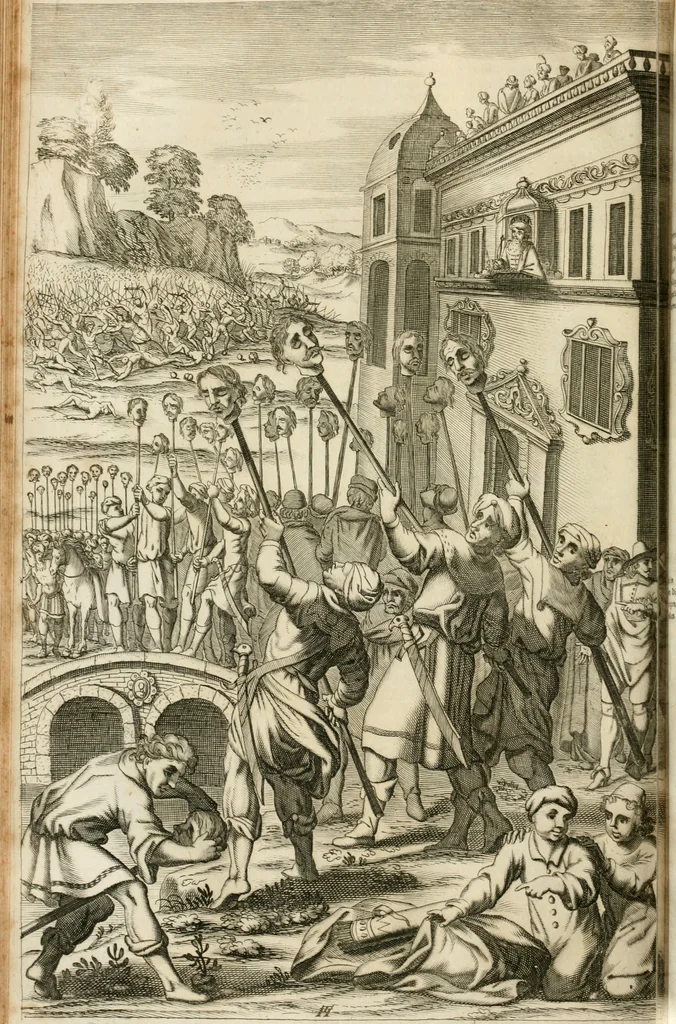 An illustration from Petri della Valle, eines vornehmen Römischen patritii, Reiss-Beschreibung in unterschiedliche Theile der Welt : nemlich in Türckey, Egypten, Palestina, Persien, Ost-Indien, und andere weit entlegene Landschafften, samt einer aussführlichen Erzehlung aller Denck- und Merckwürdigster Sachen, so darinnen zu finden und anzutreffen ..., 1674, leaf 389