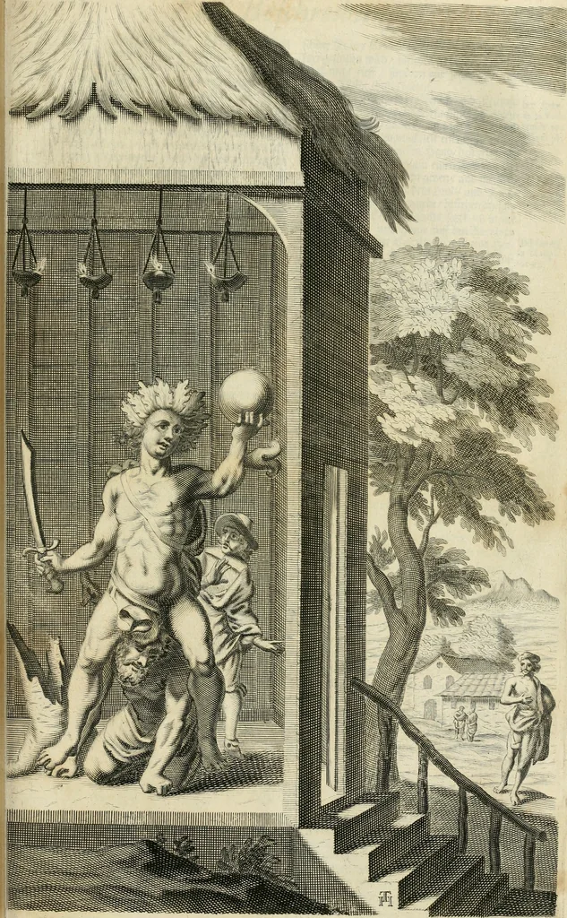 An illustration from Petri della Valle, eines vornehmen Römischen patritii, Reiss-Beschreibung in unterschiedliche Theile der Welt : nemlich in Türckey, Egypten, Palestina, Persien, Ost-Indien, und andere weit entlegene Landschafften, samt einer aussführlichen Erzehlung aller Denck- und Merckwürdigster Sachen, so darinnen zu finden und anzutreffen ..., 1674, leaf 954