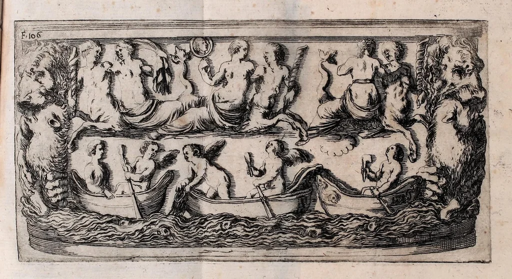 An illustration from Petri La Sena I.C. Neap. Cleombrotus, siue, De ijs, qui in aquis pereunt, philologica dissertatio, 1637, leaf 123