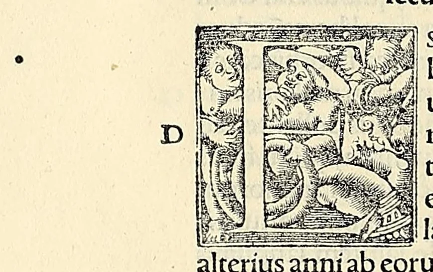 An illustration from Petri Martyris ab Angleria, Mediolanen. oratoris clarissimi. Fernandi & Helisabeth Hispaniarum quondam regum à consilijs, de rebus oceanicis & orbe nouo decades tres: quibus quicquid de inuentis nuper terris traditum, nouarum rerum cupidum lectorem retinere possit, copiose, fideliter, eruditeq́[ue] docetur. Eivsdem praeterea Legationis babylonicae libri tres .., 1533, leaf 100