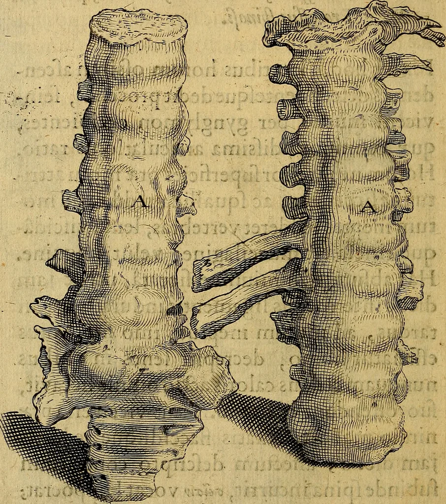 An illustration from Petri Paaw Amsteldamensis, in Academia Lugduno-Batava anatomici & botanici professoris Primitiae anatomicae : de humani corporis ossibus, 1615, leaf 119