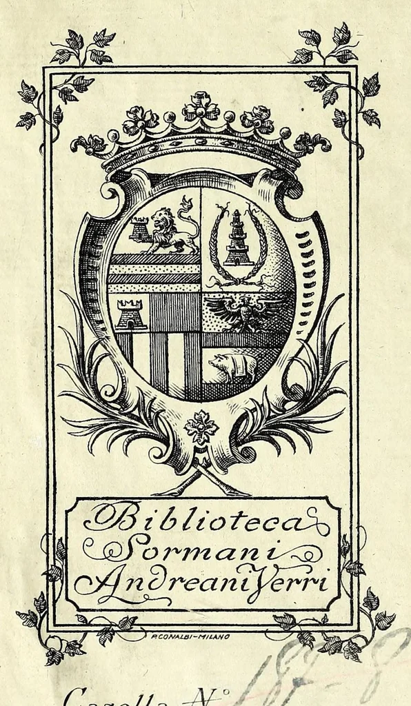 An illustration from Petri Pauli Boschae bibliothecarii, ex sodalitio Sacerdotum Oblatorum, De origine et statu bibliothecae Ambrosianae hemidecas, 1672, leaf 2