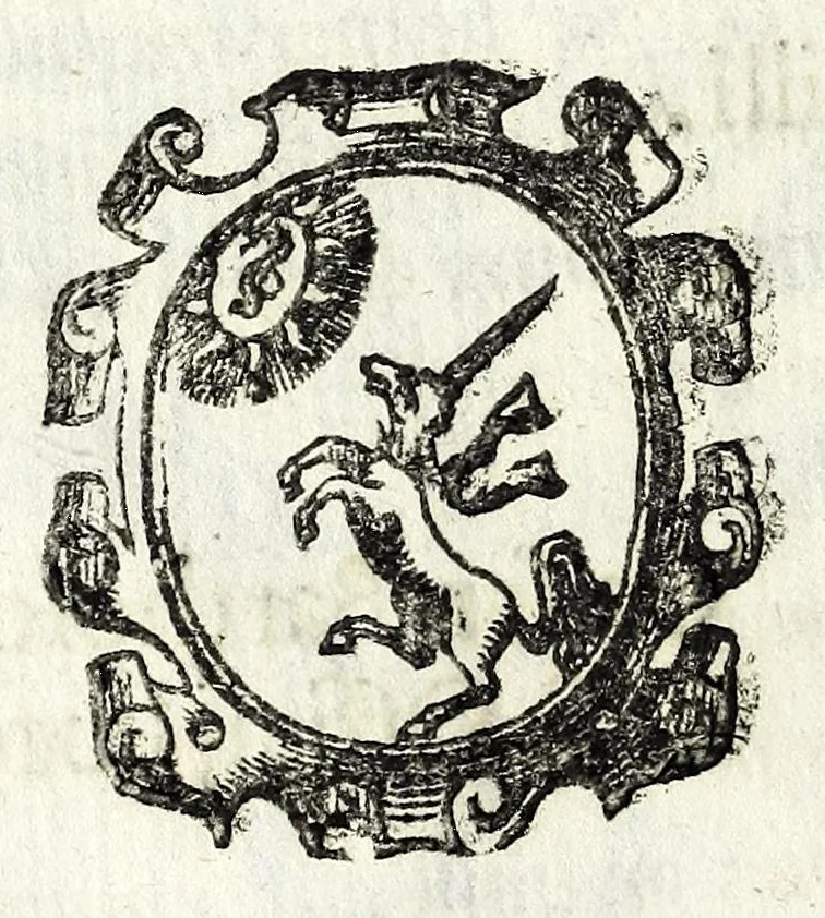 An illustration from Petri Pauli Boschae bibliothecarii, ex sodalitio Sacerdotum Oblatorum, De origine et statu bibliothecae Ambrosianae hemidecas, 1672, leaf 24