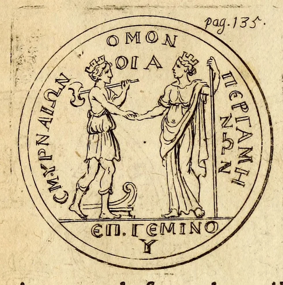 An illustration from Petri Petiti, philosophi, & Doct. medici De Amazonibus dissertatio, : quâ an verè extiterint, necne, variis ultro citroque conjecturis & argumentis disputatur. Multa etiam ad eam gentem pertinentia, ex antiquis monumentis eruuntur atque illustrantur, 1685, leaf 149
