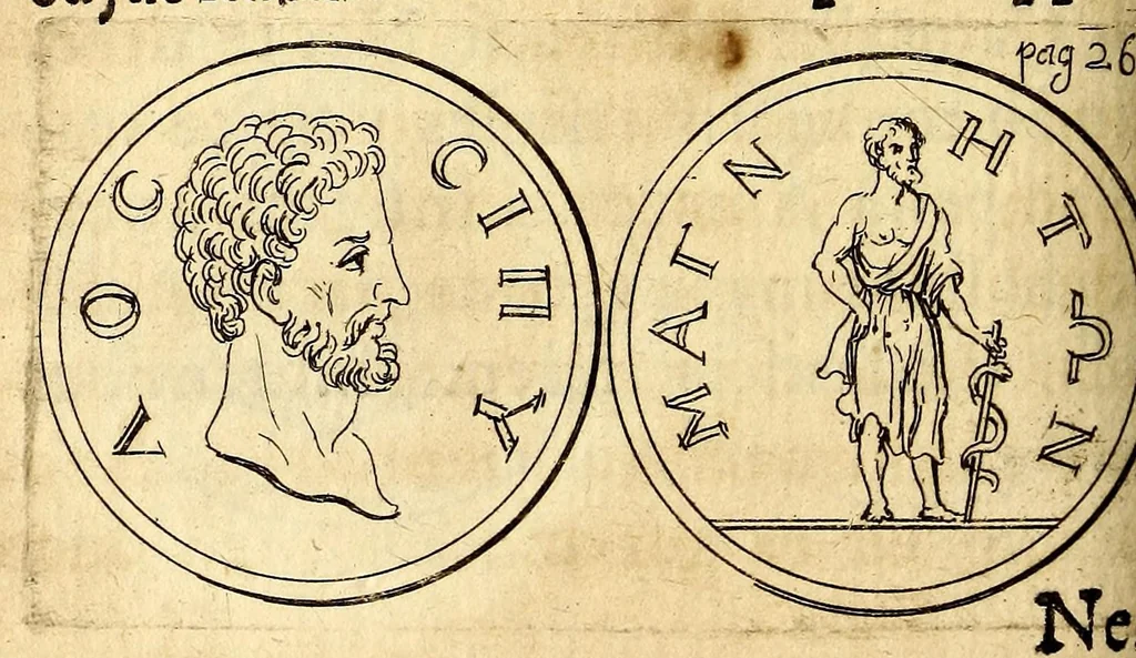 An illustration from Petri Petiti, philosophi, & Doct. medici De Amazonibus dissertatio, : quâ an verè extiterint, necne, variis ultro citroque conjecturis & argumentis disputatur. Multa etiam ad eam gentem pertinentia, ex antiquis monumentis eruuntur atque illustrantur, 1685, leaf 278