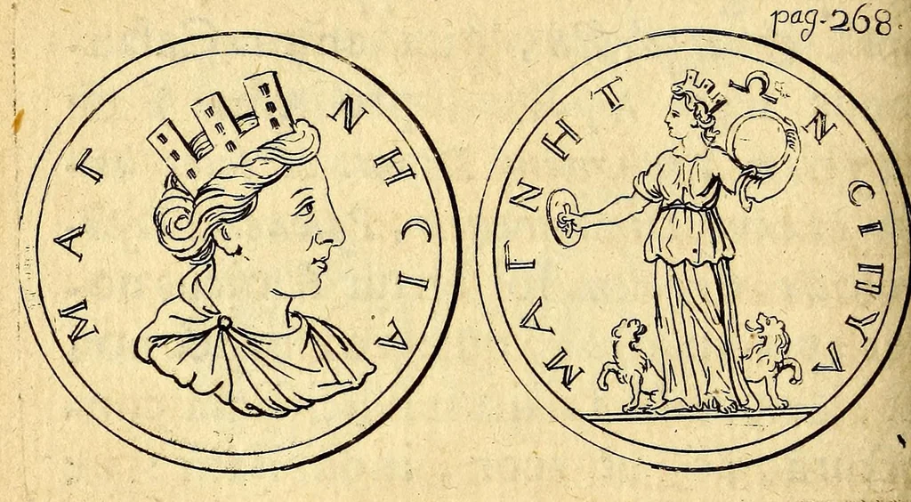 An illustration from Petri Petiti, philosophi, & Doct. medici De Amazonibus dissertatio, : quâ an verè extiterint, necne, variis ultro citroque conjecturis & argumentis disputatur. Multa etiam ad eam gentem pertinentia, ex antiquis monumentis eruuntur atque illustrantur, 1685, leaf 282