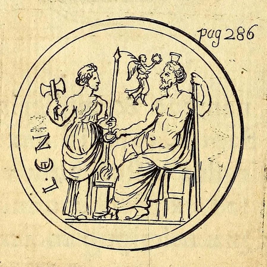 An illustration from Petri Petiti, philosophi, & Doct. medici De Amazonibus dissertatio, : quâ an verè extiterint, necne, variis ultro citroque conjecturis & argumentis disputatur. Multa etiam ad eam gentem pertinentia, ex antiquis monumentis eruuntur atque illustrantur, 1685, leaf 300