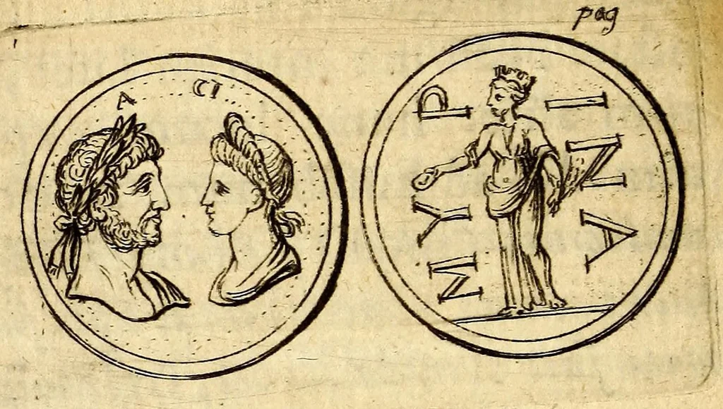 An illustration from Petri Petiti, philosophi, & Doct. medici De Amazonibus dissertatio, : quâ an verè extiterint, necne, variis ultro citroque conjecturis & argumentis disputatur. Multa etiam ad eam gentem pertinentia, ex antiquis monumentis eruuntur atque illustrantur, 1685, leaf 400