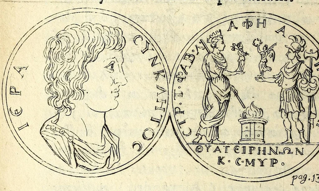 An illustration from Petri Petiti, philosophi & doct. medici, De Amazonibus dissertatio, quâ an verè extiterint, necne, variis ultro citroque conjecturis & argumentis disputatur. Multa etiam ad eam gentem pertinentia, ex antiquis monumentis eruuntur atque illustrantur, 1685, leaf 144