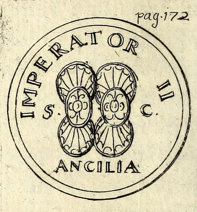 An illustration from Petri Petiti, philosophi & doct. medici, De Amazonibus dissertatio, quâ an verè extiterint, necne, variis ultro citroque conjecturis & argumentis disputatur. Multa etiam ad eam gentem pertinentia, ex antiquis monumentis eruuntur atque illustrantur, 1685, leaf 182
