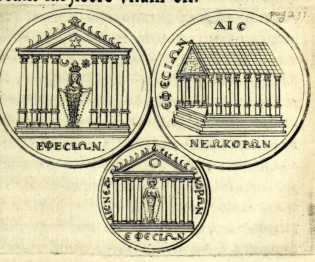 An illustration from Petri Petiti, philosophi & doct. medici, De Amazonibus dissertatio, quâ an verè extiterint, necne, variis ultro citroque conjecturis & argumentis disputatur. Multa etiam ad eam gentem pertinentia, ex antiquis monumentis eruuntur atque illustrantur, 1685, leaf 241
