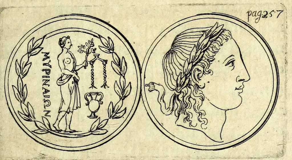 An illustration from Petri Petiti, philosophi & doct. medici, De Amazonibus dissertatio, quâ an verè extiterint, necne, variis ultro citroque conjecturis & argumentis disputatur. Multa etiam ad eam gentem pertinentia, ex antiquis monumentis eruuntur atque illustrantur, 1685, leaf 267