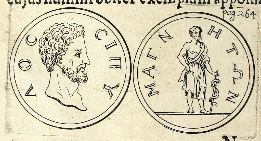An illustration from Petri Petiti, philosophi & doct. medici, De Amazonibus dissertatio, quâ an verè extiterint, necne, variis ultro citroque conjecturis & argumentis disputatur. Multa etiam ad eam gentem pertinentia, ex antiquis monumentis eruuntur atque illustrantur, 1685, leaf 274