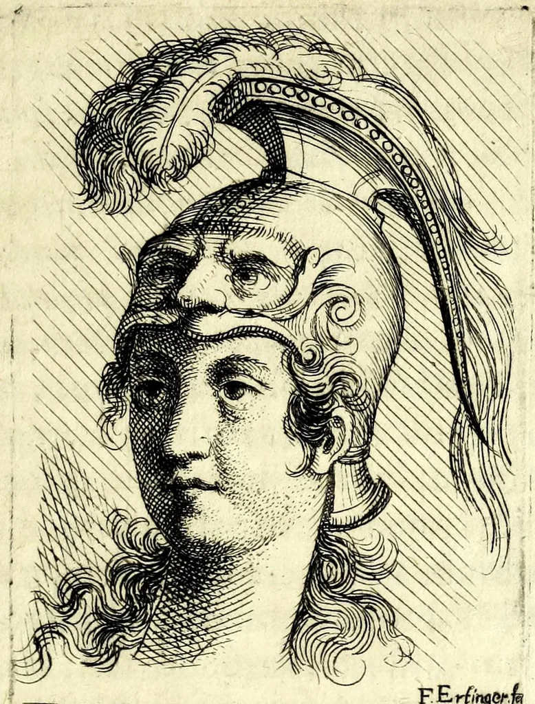 An illustration from Petri Petiti, philosophi & doct. medici, De Amazonibus dissertatio, quâ an verè extiterint, necne, variis ultro citroque conjecturis & argumentis disputatur. Multa etiam ad eam gentem pertinentia, ex antiquis monumentis eruuntur atque illustrantur, 1685, leaf 385