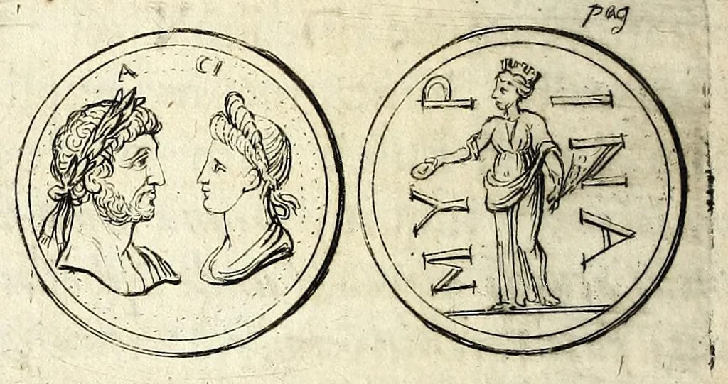 An illustration from Petri Petiti, philosophi & doct. medici, De Amazonibus dissertatio, quâ an verè extiterint, necne, variis ultro citroque conjecturis & argumentis disputatur. Multa etiam ad eam gentem pertinentia, ex antiquis monumentis eruuntur atque illustrantur, 1685, leaf 396