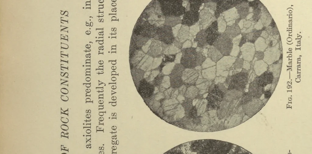 An illustration from Petrographic methods, the authorized English translation of Part I, Anleitung zum Gebrauch des Polarisationsmikroskops (3d. rev. ed.) and Part II, Die gesteinbildenden Mineralien (2d. rev. ed.), 1912, leaf 210