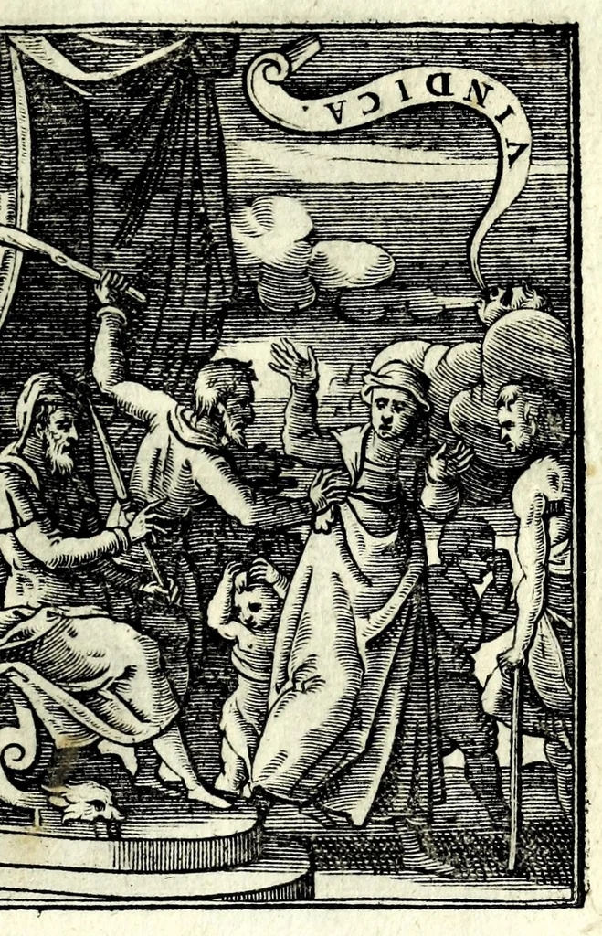 An illustration from Petrou Kanisiou tou tēs Etaireias Iēsou theologou Katēchismos eikonismenos, 1613, leaf 103