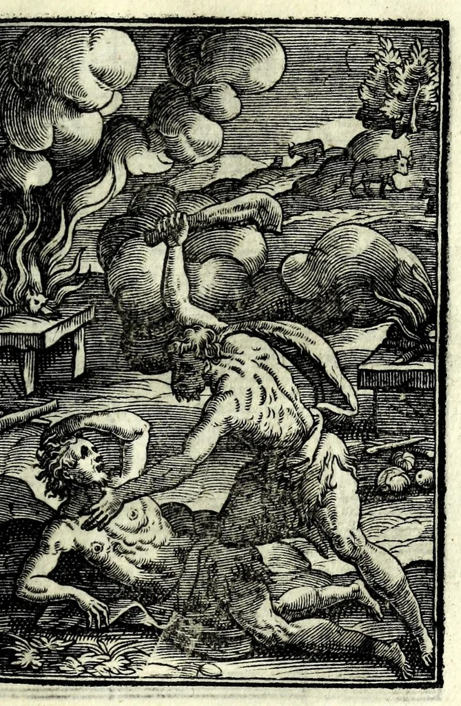 An illustration from Petrou Kanisiou tou tēs Etaireias Iēsou theologou Katēchismos eikonismenos, 1613, leaf 55
