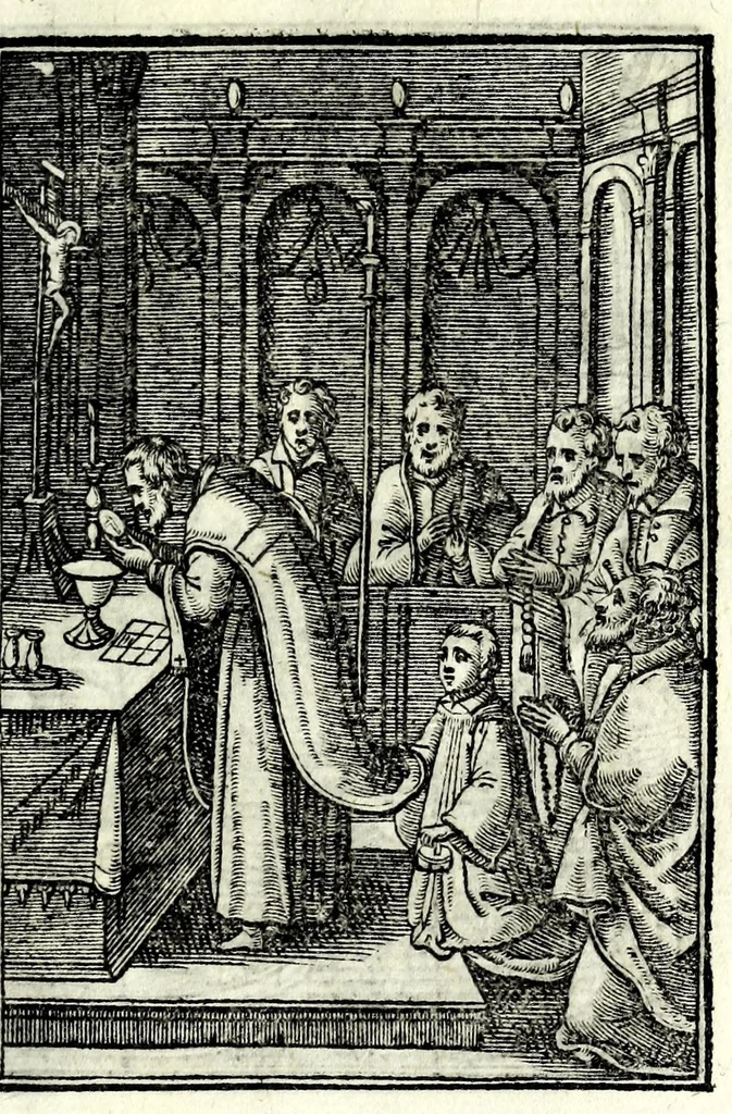 An illustration from Petrou Kanisiou tou tēs Etaireias Iēsou theologou Katēchismos eikonismenos, 1613, leaf 67