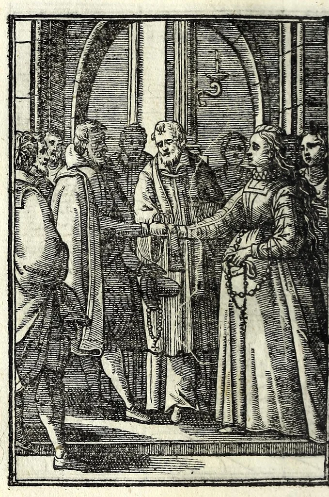 An illustration from Petrou Kanisiou tou tēs Etaireias Iēsou theologou Katēchismos eikonismenos, 1613, leaf 78