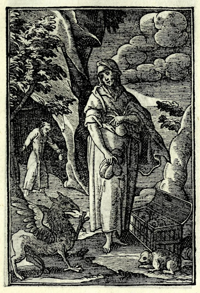 An illustration from Petrou Kanisiou tou tēs Etaireias Iēsou theologou Katēchismos eikonismenos, 1613, leaf 87