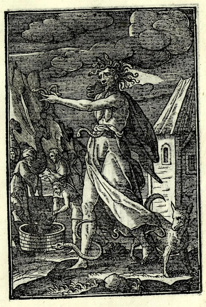 An illustration from Petrou Kanisiou tou tēs Etaireias Iēsou theologou Katēchismos eikonismenos, 1613, leaf 89