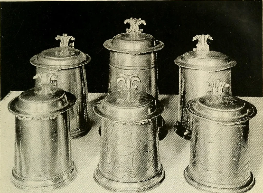 An illustration from The pewter collector : a guide to English pewter with some reference to foreign work, 1921, leaf 90
