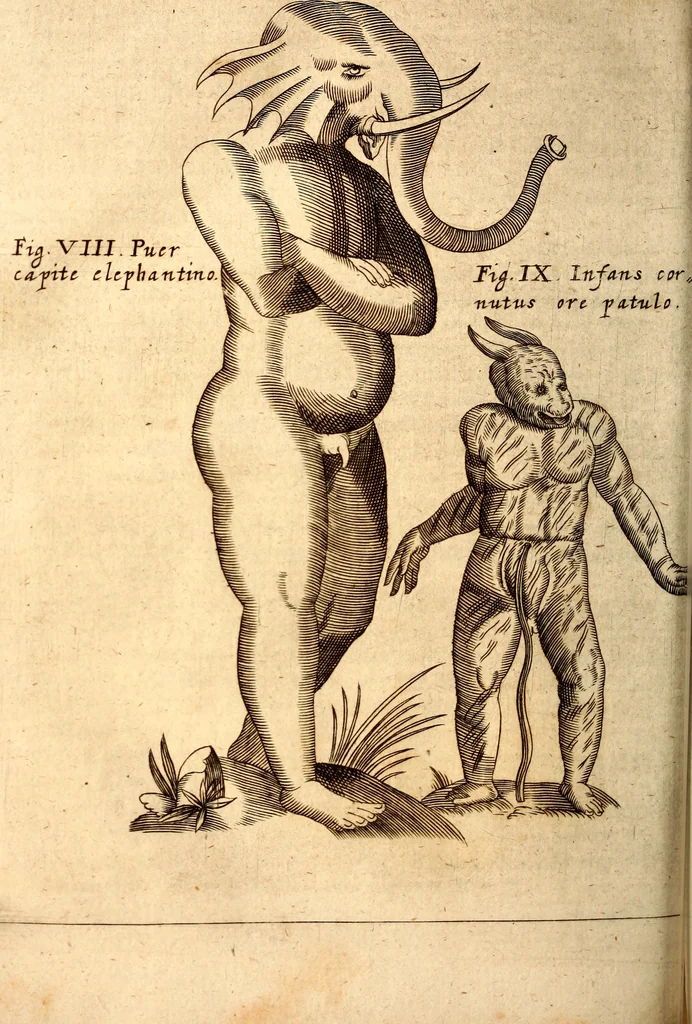 An illustration from P. Gasparis Schotti, regis curtani ... Physica curiosa, sive, Mirabilia naturæ et artis libris XII. comprehensa : quibus pleraq[ue], quæ de angelis, dæmonibus, hominibus, spectris, energumenis, monstris, portentis, animalibus, meteoris, &c. rara, arcana, curiosaq[ue] circumferuntur, ad veritatis trutinam expenduntur : variis ex historia ac philosophia petitis disquisitionibus excutiuntur, & innumeris exemplis illustrantur .., 1662, leaf 749