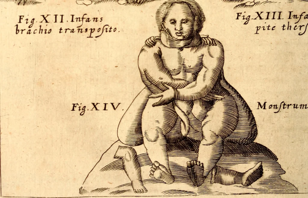 An illustration from P. Gasparis Schotti, regis curtani ... Physica curiosa, sive, Mirabilia naturæ et artis libris XII. comprehensa : quibus pleraq[ue], quæ de angelis, dæmonibus, hominibus, spectris, energumenis, monstris, portentis, animalibus, meteoris, &c. rara, arcana, curiosaq[ue] circumferuntur, ad veritatis trutinam expenduntur : variis ex historia ac philosophia petitis disquisitionibus excutiuntur, & innumeris exemplis illustrantur .., 1662, leaf 759
