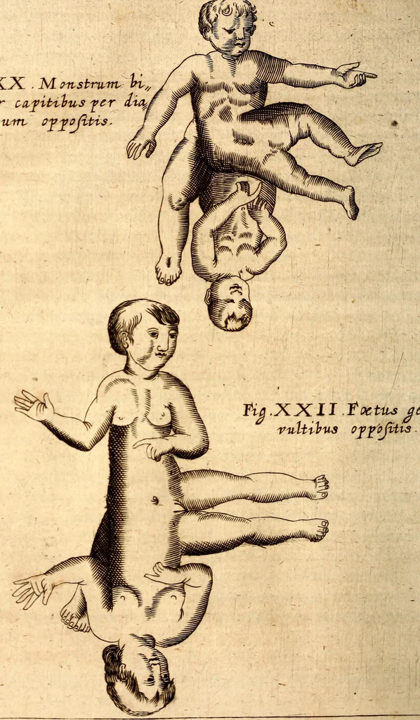 An illustration from P. Gasparis Schotti, regis curtani ... Physica curiosa, sive, Mirabilia naturæ et artis libris XII. comprehensa : quibus pleraq[ue], quæ de angelis, dæmonibus, hominibus, spectris, energumenis, monstris, portentis, animalibus, meteoris, &c. rara, arcana, curiosaq[ue] circumferuntur, ad veritatis trutinam expenduntur : variis ex historia ac philosophia petitis disquisitionibus excutiuntur, & innumeris exemplis illustrantur .., 1662, leaf 797
