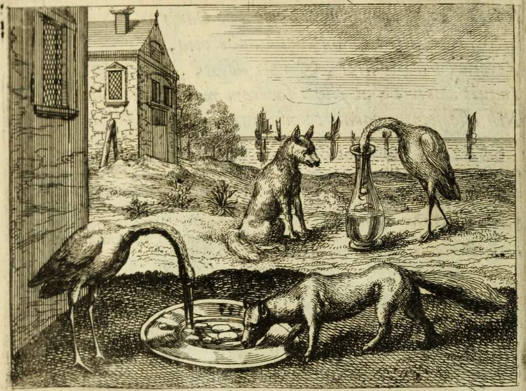 An illustration from Phaedri, Augusti Caesaris liberti, Fabularum Aesopiarum libri quinque ; notis perpetuis illustrati, & cum integris aliorum observationibvs, 1667, leaf 149