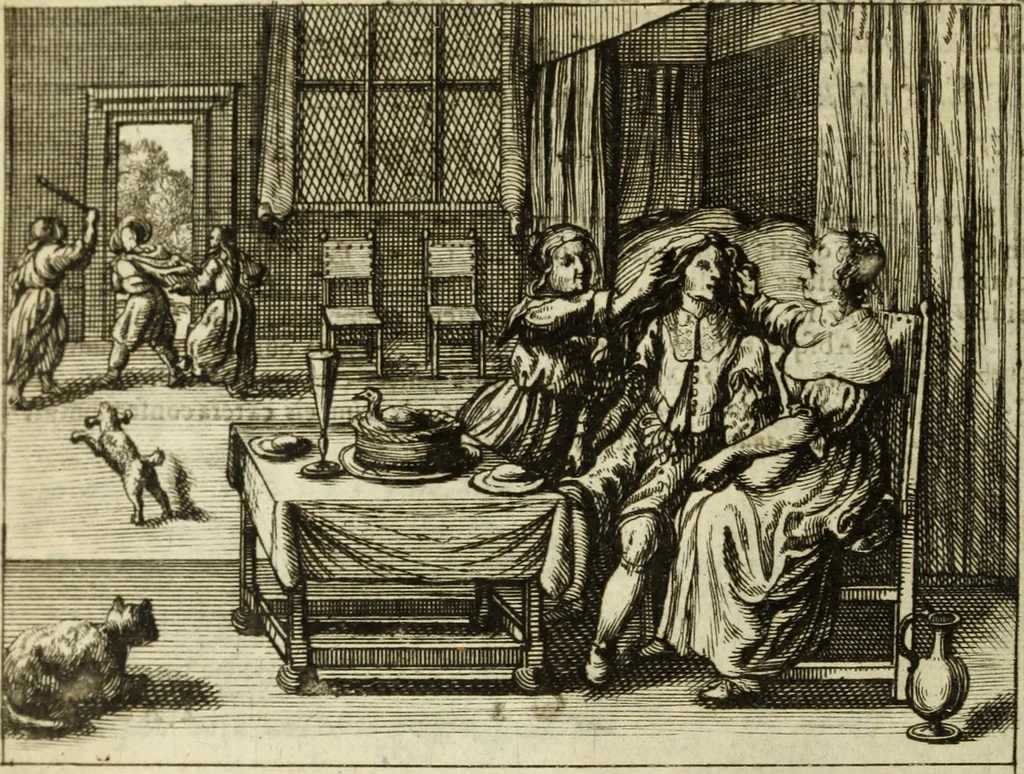 An illustration from Phaedri, Augusti Caesaris liberti, Fabularum Aesopiarum libri quinque ; notis perpetuis illustrati, & cum integris aliorum observationibvs, 1667, leaf 171