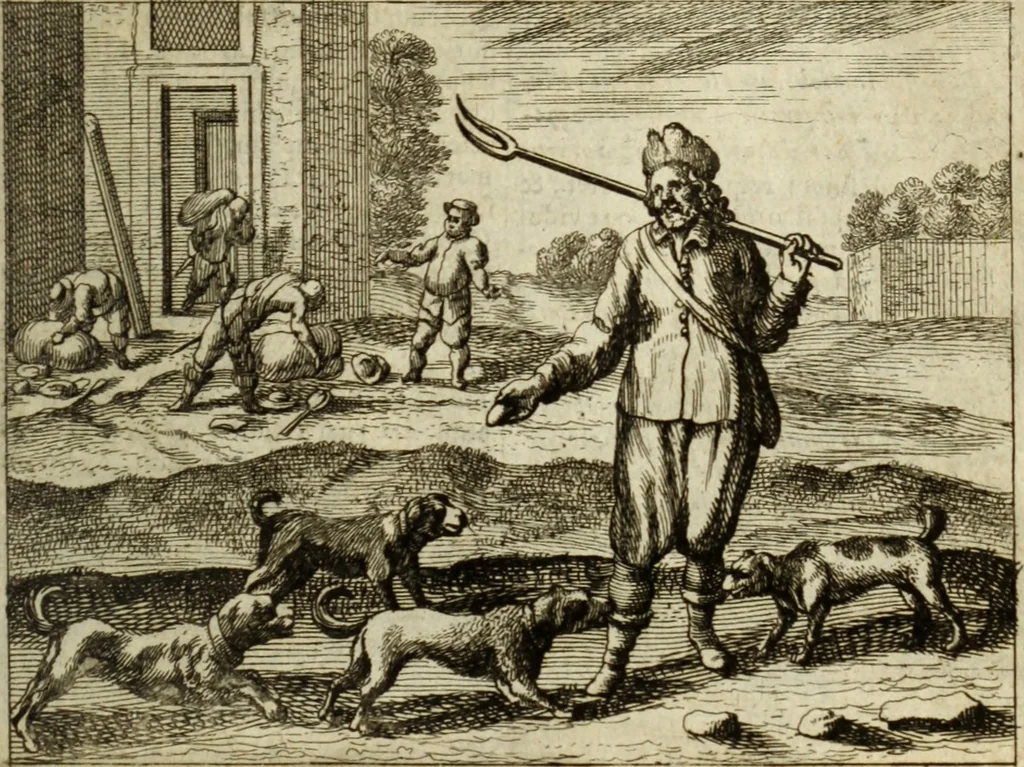 An illustration from Phaedri, Augusti Caesaris liberti, Fabularum Aesopiarum libri quinque ; notis perpetuis illustrati, & cum integris aliorum observationibvs, 1667, leaf 174