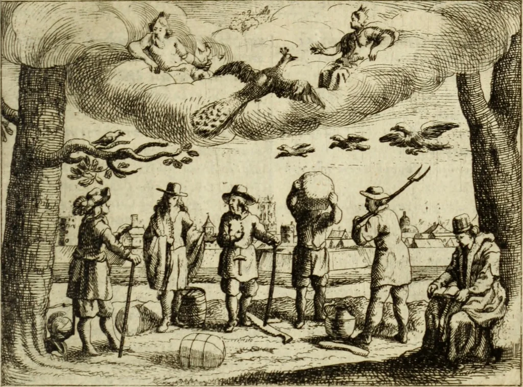 An illustration from Phaedri, Augusti Caesaris liberti, Fabularum Aesopiarum libri quinque ; notis perpetuis illustrati, & cum integris aliorum observationibvs, 1667, leaf 286