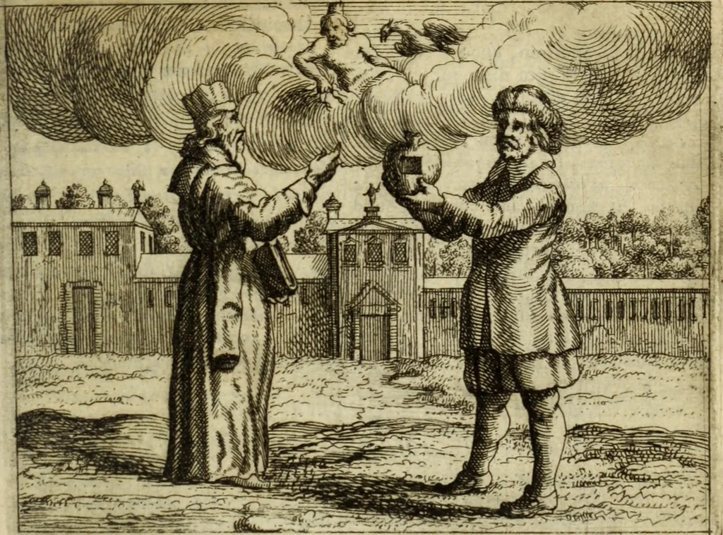 An illustration from Phaedri, Augusti Caesaris liberti, Fabularum Aesopiarum libri quinque ; notis perpetuis illustrati, & cum integris aliorum observationibvs, 1667, leaf 296