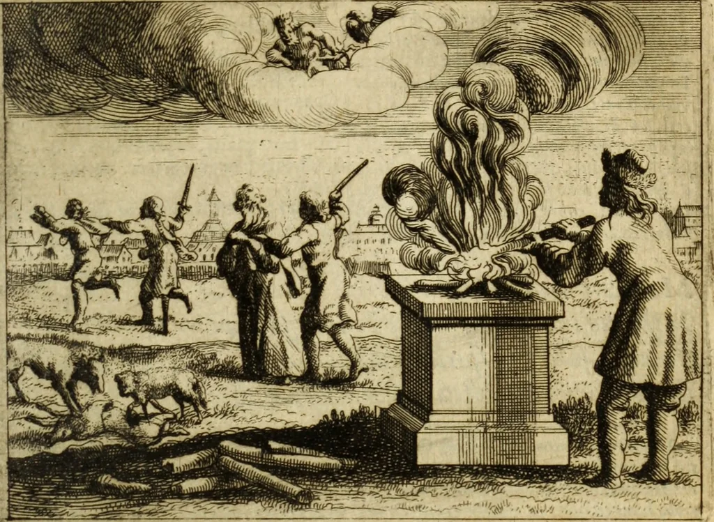 An illustration from Phaedri, Augusti Caesaris liberti, Fabularum Aesopiarum libri quinque ; notis perpetuis illustrati, & cum integris aliorum observationibvs, 1667, leaf 336