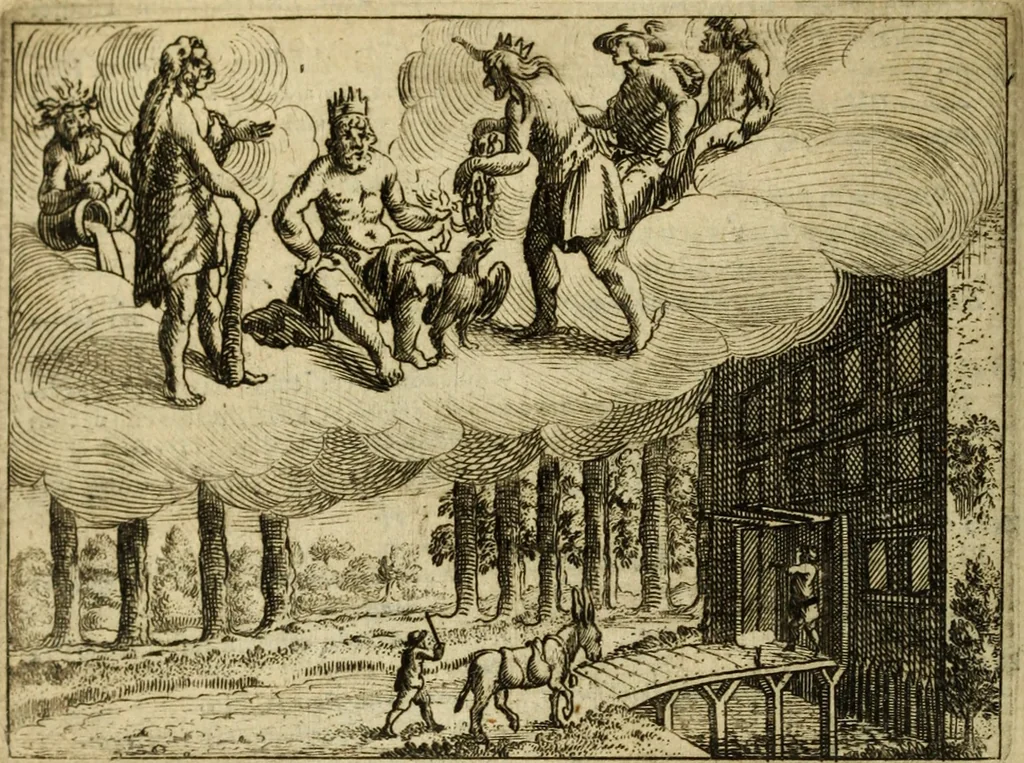 An illustration from Phaedri, Augusti Caesaris liberti, Fabularum Aesopiarum libri quinque ; notis perpetuis illustrati, & cum integris aliorum observationibvs, 1667, leaf 341