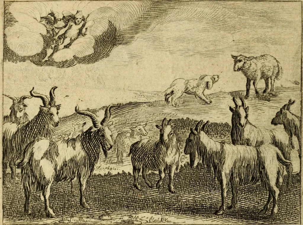 An illustration from Phaedri, Augusti Caesaris liberti, Fabularum Aesopiarum libri quinque ; notis perpetuis illustrati, & cum integris aliorum observationibvs, 1667, leaf 355
