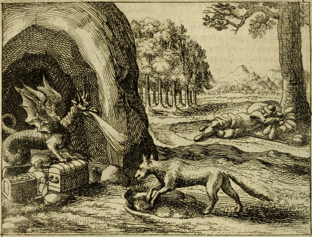 An illustration from Phaedri, Augusti Caesaris liberti, Fabularum Aesopiarum libri quinque ; notis perpetuis illustrati, & cum integris aliorum observationibvs, 1667, leaf 369