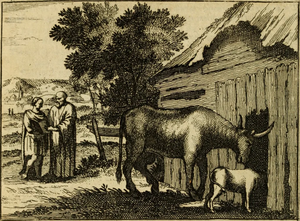 An illustration from Phaedri, Augusti Caesaris liberti, Fabularum Aesopiarum libri quinque ; notis perpetuis illustrati, & cum integris aliorum observationibvs, 1667, leaf 467